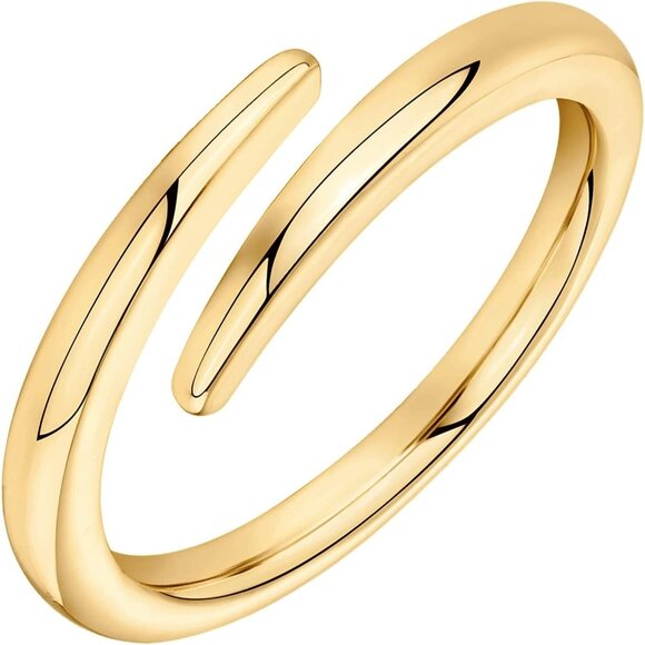 Women's 14K Gold Plated Open Twist Eternity Band Unique Minimalist Design - Picture 1 of 6